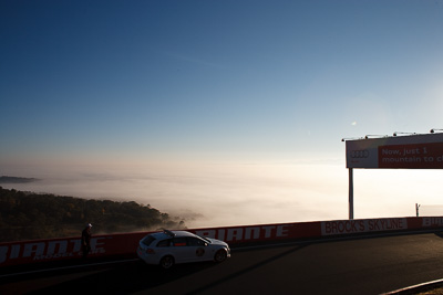 24-April-2011;28mm;Australia;BH95CG;Bathurst;Bathurst-Motor-Festival;Course-Car;Holden-Commodore-VE-Sportwagon;Mt-Panorama;NSW;New-South-Wales;atmosphere;auto;marshal;motorsport;officials;racing;wide-angle