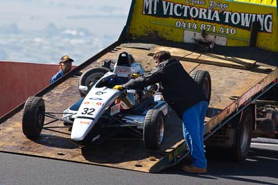 32;24-April-2011;Australia;Bathurst;Bathurst-Motor-Festival;Formula-Ford;Jon-Mills;Mt-Panorama;NSW;New-South-Wales;Open-Wheeler;Van-Diemen-RF04;accident;auto;crash;motorsport;racing;retirement;super-telephoto;tow-truck