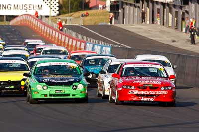 15;17;17;24-April-2011;Australia;Bathurst;Bathurst-Motor-Festival;Ford-Falcon-AU;Holden-Commodore-VT;Matthew-Lovell;Mt-Panorama;NSW;New-South-Wales;Saloon-Cars;Shawn-Jamieson;auto;motorsport;race-start;racing;super-telephoto