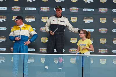 24-April-2011;Australia;Bathurst;Bathurst-Motor-Festival;John-Townsend;Mt-Panorama;NSW;New-South-Wales;Rebecca-Drummond;Saloon-Cars;Tony-McKenzie;auto;celebration;motorsport;podium;racing