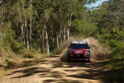 6;11-May-2011;6;APRC;Asia-Pacific-Rally-Championship;Australia;IROQ;Imbil;International-Rally-Of-Queensland;Mitsubishi-Lancer-Evolution-IX;Pertamina-Cusco-Racing;QLD;Queensland;Rifat-Sungkar;Scott-Beckwith;Sunshine-Coast;auto;motorsport;racing;telephoto;testing