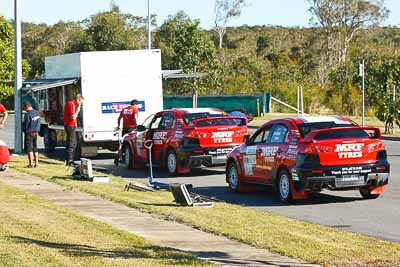 1;1;13-May-2011;APRC;Asia-Pacific-Rally-Championship;Australia;Caloundra;IROQ;International-Rally-Of-Queensland;Katsu-Taguchi;Mark-Stacey;Mitsubishi-Lancer-Evolution-X;QLD;Queensland;Sunshine-Coast;Team-MRF;auto;motorsport;racing;shakedown;telephoto