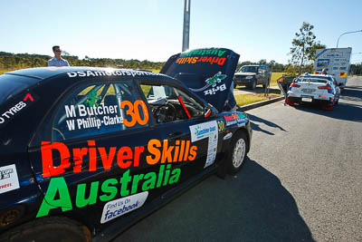 30;13-May-2011;30;ARC;Australia;Australian-Rally-Championship;Caloundra;DSA-Motorsport;IROQ;International-Rally-Of-Queensland;Mark-Butcher;QLD;Queensland;Subaru-Impreza-WRX;Sunshine-Coast;Warren-Phillip‒Clarke;auto;motorsport;racing;shakedown;wide-angle