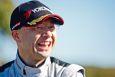 13-May-2011;APRC;Asia-Pacific-Rally-Championship;Atsushi-Masumura;Australia;Caloundra;IROQ;International-Rally-Of-Queensland;QLD;Queensland;Sunshine-Coast;Topshot;auto;motorsport;portrait;racing;shakedown;smile;telephoto