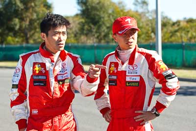 13-May-2011;APRC;Asia-Pacific-Rally-Championship;Australia;Caloundra;Hongyu-Pan;IROQ;International-Rally-Of-Queensland;Junwei-Fang;QLD;Queensland;Sunshine-Coast;auto;motorsport;portrait;racing;shakedown;telephoto