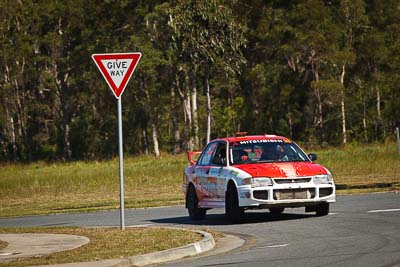 32;13-May-2011;ARC;Australia;Australian-Rally-Championship;Caloundra;IROQ;International-Rally-Of-Queensland;Mitsubishi-Lancer-Evolution-III;Nigel-Shellshear;Paul-Fletcher;QLD;Queensland;Sunshine-Coast;auto;motorsport;racing;shakedown;telephoto