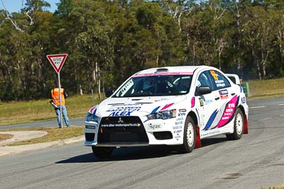 18;13-May-2011;APRC;Akiko-Nakagawa;Asia-Pacific-Rally-Championship;Atsushi-Masumura;Australia;Caloundra;IROQ;International-Rally-Of-Queensland;Mitsubishi-Lancer-Evolution-X;QLD;Queensland;Sunshine-Coast;Super-Alex-Troop;auto;motorsport;racing;shakedown;telephoto