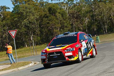 13;13;13-May-2011;APRC;Asia-Pacific-Rally-Championship;Australia;Caloundra;Hao-Yuan;Hongyu-Pan;IROQ;International-Rally-Of-Queensland;Mitsubishi-Lancer-Evolution-X;QLD;Queensland;Soueast-Motor-Kumho-Team;Sunshine-Coast;auto;motorsport;racing;shakedown;telephoto