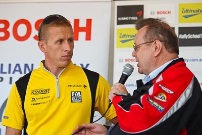 13-May-2011;APRC;Alister-McRae;Asia-Pacific-Rally-Championship;Australia;Caloundra;IROQ;International-Rally-Of-Queensland;QLD;Queensland;Sunshine-Coast;auto;interview;motorsport;portrait;press-conference;racing;shakedown;telephoto