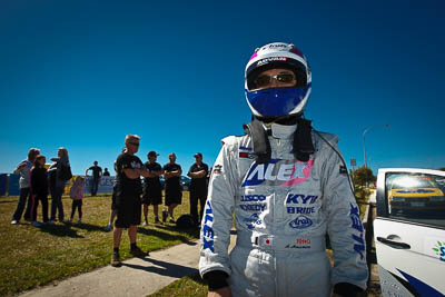 13-May-2011;APRC;Asia-Pacific-Rally-Championship;Atsushi-Masumura;Australia;Caloundra;IROQ;International-Rally-Of-Queensland;QLD;Queensland;Sunshine-Coast;auto;motorsport;portrait;racing;shakedown;sky;wide-angle