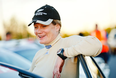 13-May-2011;APRC;Asia-Pacific-Rally-Championship;Australia;Caloundra;Fleur-Pedersen;IROQ;International-Rally-Of-Queensland;QLD;Queensland;Sunshine-Coast;Topshot;auto;motorsport;portrait;racing;smile;telephoto;twilight