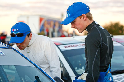 13-May-2011;APRC;Asia-Pacific-Rally-Championship;Australia;Caloundra;Daymon-Nicoli;IROQ;International-Rally-Of-Queensland;QLD;Queensland;Razvan-Vlad;Sunshine-Coast;auto;motorsport;portrait;racing;telephoto;twilight