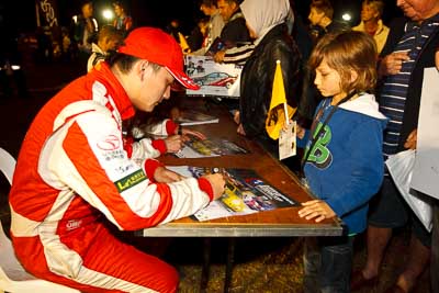 13-May-2011;APRC;Asia-Pacific-Rally-Championship;Australia;Caloundra;Hao-Yuan;IROQ;International-Rally-Of-Queensland;QLD;Queensland;Sunshine-Coast;auto;motorsport;night;portrait;racing;wide-angle