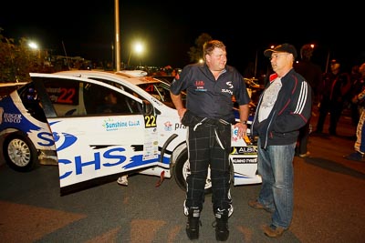 22;13-May-2011;22;ARC;Australia;Australian-Rally-Championship;Caloundra;IROQ;International-Rally-Of-Queensland;John-McCarthy;Mitsubishi-Lancer-Evolution-X;QLD;Queensland;Sachs-Rally-Team;Steven-Shepheard;Sunshine-Coast;auto;motorsport;night;portrait;racing;wide-angle