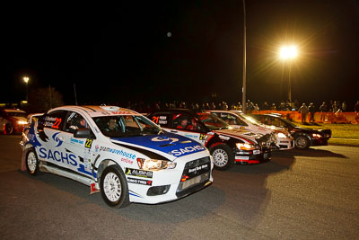 22;13-May-2011;22;ARC;Australia;Australian-Rally-Championship;Caloundra;IROQ;International-Rally-Of-Queensland;John-McCarthy;Mitsubishi-Lancer-Evolution-X;QLD;Queensland;Sachs-Rally-Team;Steven-Shepheard;Sunshine-Coast;auto;motorsport;night;racing;wide-angle