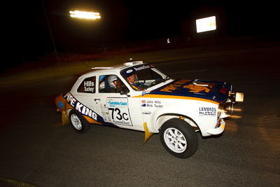 73;13-May-2011;73;Australia;Australian-Classic-Rally-Championship;Caloundra;Ford-Escort-Mk-I;IROQ;International-Rally-Of-Queensland;John-Hills;Mike-Tuckey;QLD;Queensland;Sunshine-Coast;auto;motorsport;night;racing;wide-angle