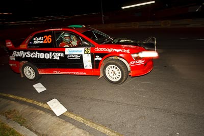 26;13-May-2011;26;ARC;Australia;Australian-Rally-Championship;Ben-Atkinson;Caloundra;Charlie-Drake;IROQ;International-Rally-Of-Queensland;Mitsubishi-Lancer-Evolution-VIII;QLD;Queensland;Sunshine-Coast;auto;motorsport;night;racing;wide-angle