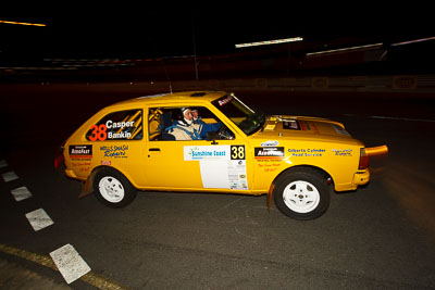 38;13-May-2011;38;ARC;Australia;Australian-Rally-Championship;Caloundra;Greg-Bankin;IROQ;International-Rally-Of-Queensland;Mark-Casper;Mazda-323;QLD;Queensland;Sunshine-Coast;auto;motorsport;night;racing;wide-angle