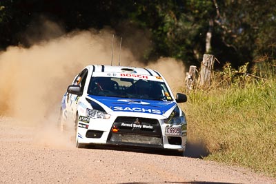 22;14-May-2011;22;ARC;Australia;Australian-Rally-Championship;IROQ;Imbil;International-Rally-Of-Queensland;John-McCarthy;Mitsubishi-Lancer-Evolution-X;QLD;Queensland;Sachs-Rally-Team;Steven-Shepheard;Sunshine-Coast;auto;motorsport;racing;super-telephoto