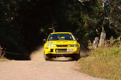 25;14-May-2011;25;ARC;Australia;Australian-Rally-Championship;Hugh-Reardon‒Smith;IROQ;Imbil;International-Rally-Of-Queensland;John-Goasdoue;Mitsubishi-Lancer-Evolution-VI;QLD;Queensland;Sunshine-Coast;auto;motorsport;racing;super-telephoto