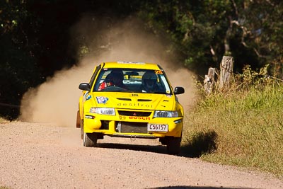 25;14-May-2011;25;ARC;Australia;Australian-Rally-Championship;Hugh-Reardon‒Smith;IROQ;Imbil;International-Rally-Of-Queensland;John-Goasdoue;Mitsubishi-Lancer-Evolution-VI;QLD;Queensland;Sunshine-Coast;auto;motorsport;racing;super-telephoto