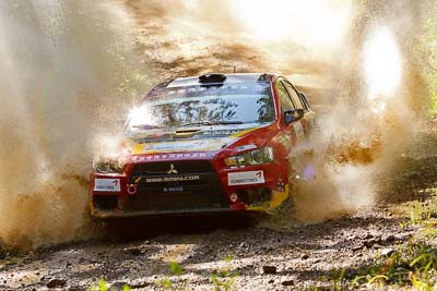 5;14-May-2011;5;APRC;Asia-Pacific-Rally-Championship;Australia;IROQ;Ieuan-Thomas;Imbil;International-Rally-Of-Queensland;Mark-Higgins;Mitsubishi-Lancer-Evolution-X;QLD;Queensland;Soueast-Motor-Kumho-Team;Sunshine-Coast;auto;motorsport;racing;telephoto;water-splash