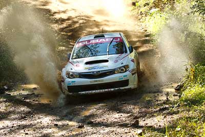 10;10;14-May-2011;APRC;Asia-Pacific-Rally-Championship;Australia;Daniel-Palau;IROQ;Imbil;International-Rally-Of-Queensland;Possum-Bourne-Motorsport;QLD;Queensland;Subaru-Impreza-WRX-STI;Sunshine-Coast;Thierry-Song;auto;motorsport;racing;telephoto;water-splash