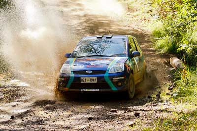 14;14;14-May-2011;APRC;Asia-Pacific-Rally-Championship;Australia;Daymon-Nicoli;Ford-Fiesta-ST;IROQ;Imbil;International-Rally-Of-Queensland;QLD;Queensland;Razvan-Vlad;Sunshine-Coast;auto;motorsport;racing;telephoto;water-splash