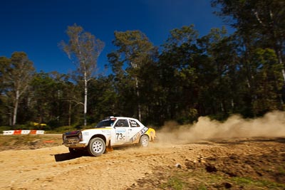 73;14-May-2011;73;Australia;Australian-Classic-Rally-Championship;Ford-Escort-Mk-I;IROQ;Imbil;International-Rally-Of-Queensland;John-Hills;Mike-Tuckey;QLD;Queensland;Sunshine-Coast;auto;motorsport;racing;special-stage;wide-angle