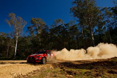 1;1;14-May-2011;APRC;Asia-Pacific-Rally-Championship;Australia;IROQ;Imbil;International-Rally-Of-Queensland;Katsu-Taguchi;Mark-Stacey;Mitsubishi-Lancer-Evolution-X;QLD;Queensland;Sunshine-Coast;Team-MRF;auto;motorsport;racing;special-stage;wide-angle