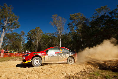 5;14-May-2011;5;APRC;Asia-Pacific-Rally-Championship;Australia;IROQ;Ieuan-Thomas;Imbil;International-Rally-Of-Queensland;Mark-Higgins;Mitsubishi-Lancer-Evolution-X;QLD;Queensland;Soueast-Motor-Kumho-Team;Sunshine-Coast;auto;motorsport;racing;special-stage;wide-angle