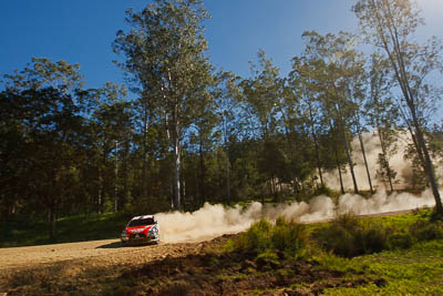 6;14-May-2011;6;APRC;Asia-Pacific-Rally-Championship;Australia;IROQ;Imbil;International-Rally-Of-Queensland;Mitsubishi-Lancer-Evolution-IX;Pertamina-Cusco-Racing;QLD;Queensland;Rifat-Sungkar;Scott-Beckwith;Sunshine-Coast;auto;motorsport;racing;special-stage;wide-angle