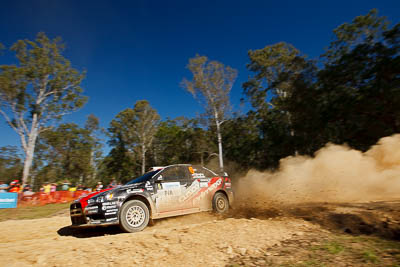 6;14-May-2011;6;APRC;Asia-Pacific-Rally-Championship;Australia;IROQ;Imbil;International-Rally-Of-Queensland;Mitsubishi-Lancer-Evolution-IX;Pertamina-Cusco-Racing;QLD;Queensland;Rifat-Sungkar;Scott-Beckwith;Sunshine-Coast;auto;motorsport;racing;special-stage;wide-angle