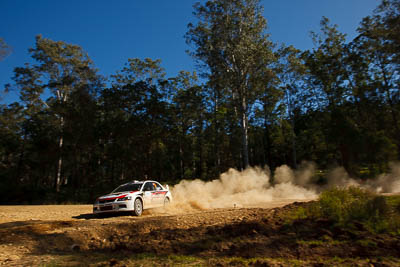 9;14-May-2011;9;APRC;Asia-Pacific-Rally-Championship;Australia;Brian-Green;Fleur-Pedersen;IROQ;Imbil;International-Rally-Of-Queensland;Mitsubishi-Lancer-Evolution-IX;QLD;Queensland;Sunshine-Coast;auto;motorsport;racing;special-stage;wide-angle