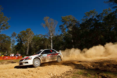 9;14-May-2011;9;APRC;Asia-Pacific-Rally-Championship;Australia;Brian-Green;Fleur-Pedersen;IROQ;Imbil;International-Rally-Of-Queensland;Mitsubishi-Lancer-Evolution-IX;QLD;Queensland;Sunshine-Coast;auto;motorsport;racing;special-stage;wide-angle