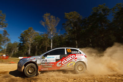 15;14-May-2011;APRC;Asia-Pacific-Rally-Championship;Australia;IROQ;Imbil;International-Rally-Of-Queensland;Karamjit-Singh;Proton-Cusco-Rally-Team;Proton-Satria-Neo;QLD;Queensland;Sunshine-Coast;Vivek-Ponnusamy;auto;motorsport;racing;special-stage;wide-angle