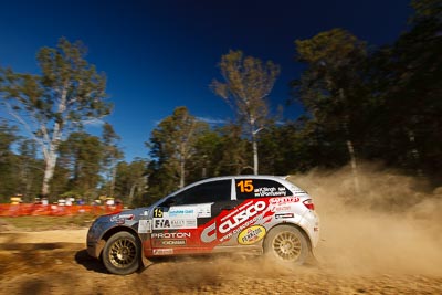 15;14-May-2011;APRC;Asia-Pacific-Rally-Championship;Australia;IROQ;Imbil;International-Rally-Of-Queensland;Karamjit-Singh;Proton-Cusco-Rally-Team;Proton-Satria-Neo;QLD;Queensland;Sunshine-Coast;Vivek-Ponnusamy;auto;motorsport;racing;special-stage;wide-angle