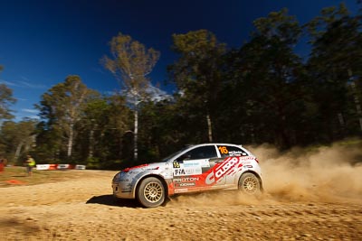 16;14-May-2011;16;APRC;Akira-Bamba;Asia-Pacific-Rally-Championship;Australia;IROQ;Imbil;International-Rally-Of-Queensland;Proton-Cusco-Rally-Team;Proton-Satria-Neo;QLD;Queensland;Sunshine-Coast;Takahiro-Yasui;auto;motorsport;racing;special-stage;wide-angle