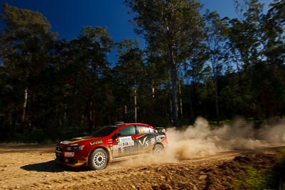 13;13;14-May-2011;APRC;Asia-Pacific-Rally-Championship;Australia;Hao-Yuan;Hongyu-Pan;IROQ;Imbil;International-Rally-Of-Queensland;Mitsubishi-Lancer-Evolution-X;QLD;Queensland;Soueast-Motor-Kumho-Team;Sunshine-Coast;auto;motorsport;racing;special-stage;wide-angle