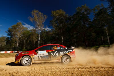 13;13;14-May-2011;APRC;Asia-Pacific-Rally-Championship;Australia;Hao-Yuan;Hongyu-Pan;IROQ;Imbil;International-Rally-Of-Queensland;Mitsubishi-Lancer-Evolution-X;QLD;Queensland;Soueast-Motor-Kumho-Team;Sunshine-Coast;auto;motorsport;racing;special-stage;wide-angle