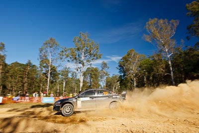 19;14-May-2011;19;ARC;Activ-RallySport;Australia;Australian-Rally-Championship;IROQ;Imbil;International-Rally-Of-Queensland;Justin-Dowel;Matt-Lee;Mitsubishi-Lancer-Evolution-IX;QLD;Queensland;Sunshine-Coast;auto;motorsport;racing;special-stage;wide-angle