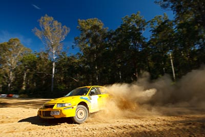 25;14-May-2011;25;ARC;Australia;Australian-Rally-Championship;Hugh-Reardon‒Smith;IROQ;Imbil;International-Rally-Of-Queensland;John-Goasdoue;Mitsubishi-Lancer-Evolution-VI;QLD;Queensland;Sunshine-Coast;auto;motorsport;racing;special-stage;wide-angle