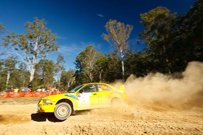 25;14-May-2011;25;ARC;Australia;Australian-Rally-Championship;Hugh-Reardon‒Smith;IROQ;Imbil;International-Rally-Of-Queensland;John-Goasdoue;Mitsubishi-Lancer-Evolution-VI;QLD;Queensland;Sunshine-Coast;auto;motorsport;racing;special-stage;wide-angle