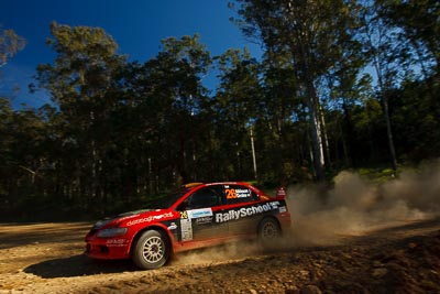 26;14-May-2011;26;ARC;Australia;Australian-Rally-Championship;Ben-Atkinson;Charlie-Drake;IROQ;Imbil;International-Rally-Of-Queensland;Mitsubishi-Lancer-Evolution-VIII;QLD;Queensland;Sunshine-Coast;auto;motorsport;racing;special-stage;wide-angle