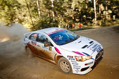 18;14-May-2011;APRC;Akiko-Nakagawa;Asia-Pacific-Rally-Championship;Atsushi-Masumura;Australia;IROQ;Imbil;International-Rally-Of-Queensland;Mitsubishi-Lancer-Evolution-X;QLD;Queensland;Sunshine-Coast;Super-Alex-Troop;auto;motorsport;racing;special-stage;wide-angle