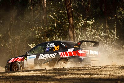 36;15-May-2011;36;ARC;Australia;Australian-Rally-Championship;IROQ;Imbil;International-Rally-Of-Queensland;Kirrilie-Gentleman;Mick-Patton;QLD;Queensland;Subaru-Impreza-WRX-STI;Sunshine-Coast;Topshot;auto;motorsport;racing;special-stage;telephoto