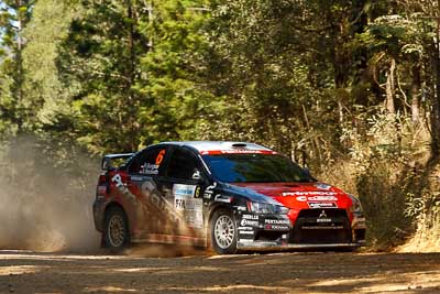 6;15-May-2011;6;APRC;Asia-Pacific-Rally-Championship;Australia;IROQ;Imbil;International-Rally-Of-Queensland;Mitsubishi-Lancer-Evolution-IX;Pertamina-Cusco-Racing;QLD;Queensland;Rifat-Sungkar;Scott-Beckwith;Sunshine-Coast;auto;motorsport;racing;special-stage;telephoto