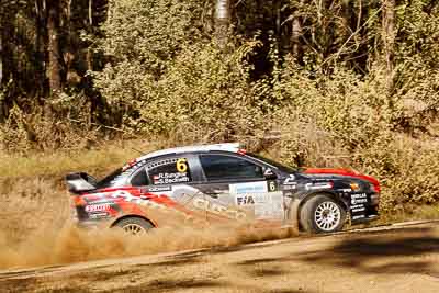 6;15-May-2011;6;APRC;Asia-Pacific-Rally-Championship;Australia;IROQ;Imbil;International-Rally-Of-Queensland;Mitsubishi-Lancer-Evolution-IX;Pertamina-Cusco-Racing;QLD;Queensland;Rifat-Sungkar;Scott-Beckwith;Sunshine-Coast;auto;motorsport;racing;special-stage;telephoto