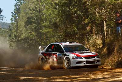 9;15-May-2011;9;APRC;Asia-Pacific-Rally-Championship;Australia;Brian-Green;Fleur-Pedersen;IROQ;Imbil;International-Rally-Of-Queensland;Mitsubishi-Lancer-Evolution-IX;QLD;Queensland;Sunshine-Coast;auto;motorsport;racing;special-stage;telephoto