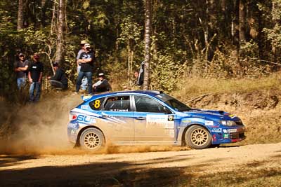 8;15-May-2011;8;APRC;Asia-Pacific-Rally-Championship;Australia;IROQ;Imbil;International-Rally-Of-Queensland;Jean‒Louis-Leyraud;Malcom-Peden;QLD;Queensland;Subaru-Impreza-WRX-STI;Sunshine-Coast;auto;motorsport;racing;special-stage;telephoto